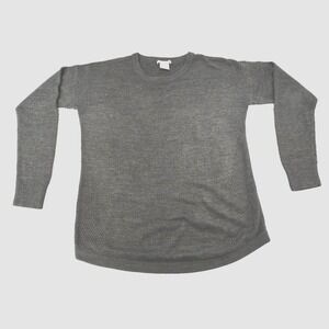 Sweet Romeo Sweater Womens Large Gray Pullover Textured Knit Long Sleeve Acrylic